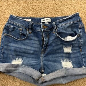 Vigoss Blue Distressed Women Shorts